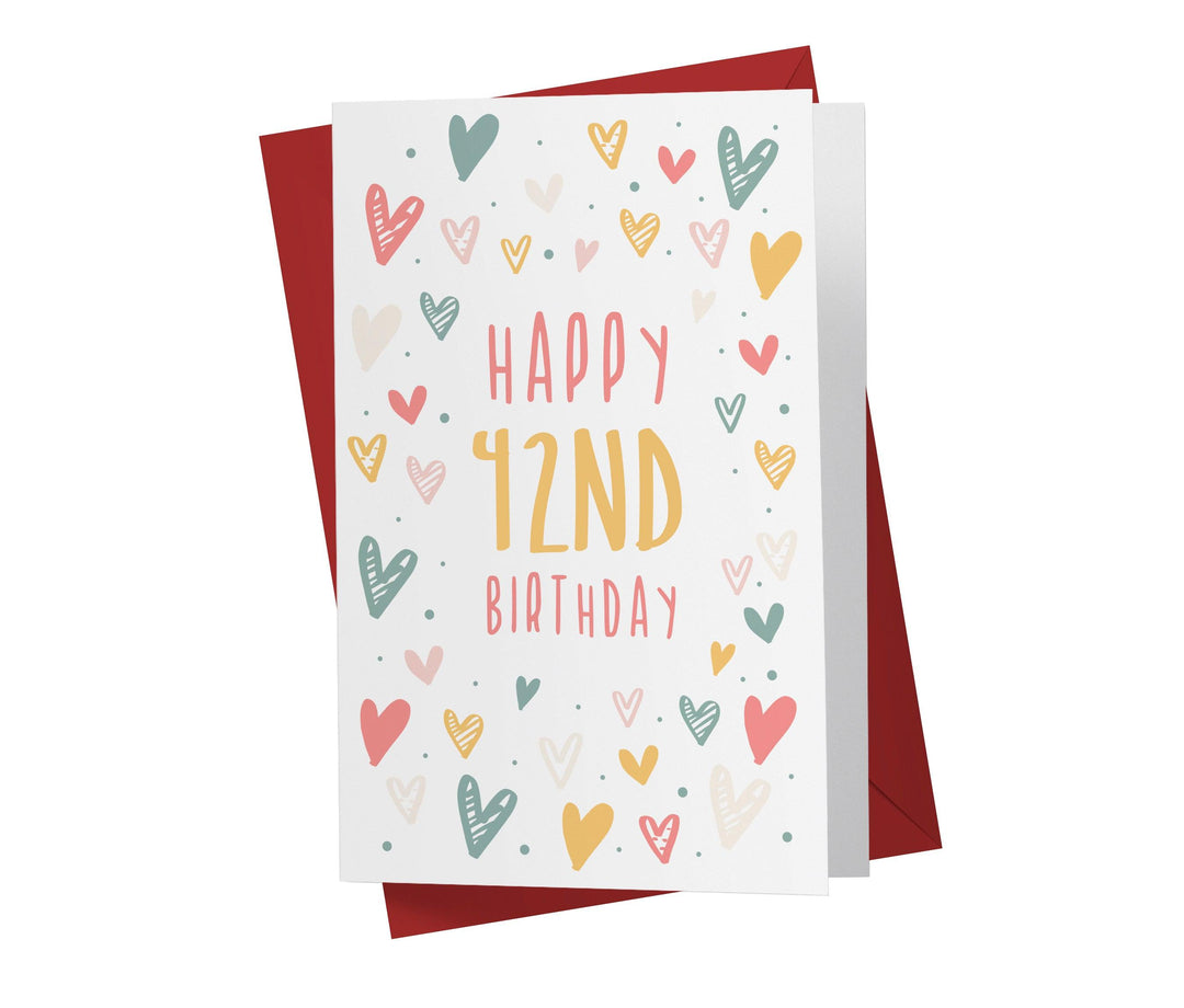 Cute Heart Doodles | 42nd Birthday Card - Kartoprint