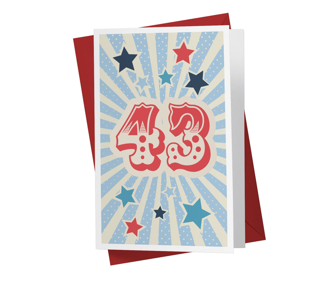 Retro Circus And Stars | 43rd Birthday Card - Kartoprint