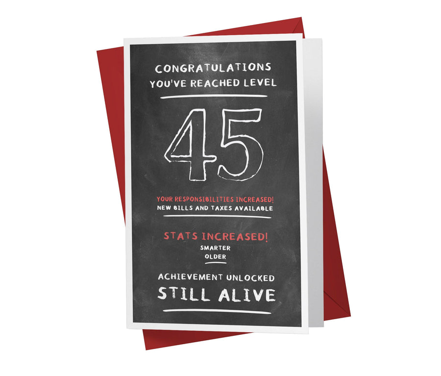 Congratulations, You've Reached Level | 45th Birthday Card - Kartoprint