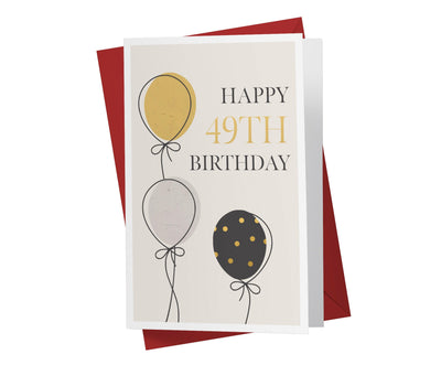 Gold, Silver, And Black Balloons | 49th Birthday Card - Kartoprint