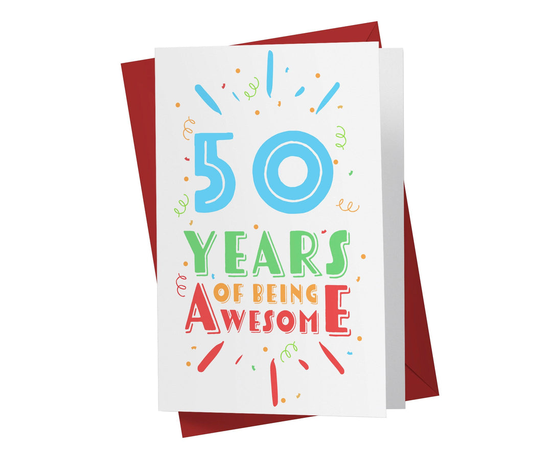 Of Being Awesome In Color | 50th Birthday Card - Kartoprint
