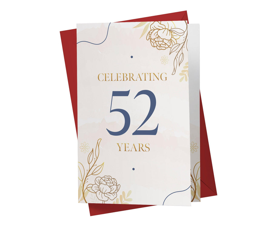 Golden Flowers | 52nd Birthday Card - Kartoprint