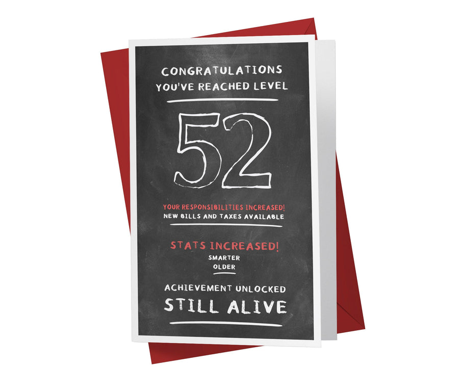Congratulations, You've Reached Level | 52nd Birthday Card - Kartoprint