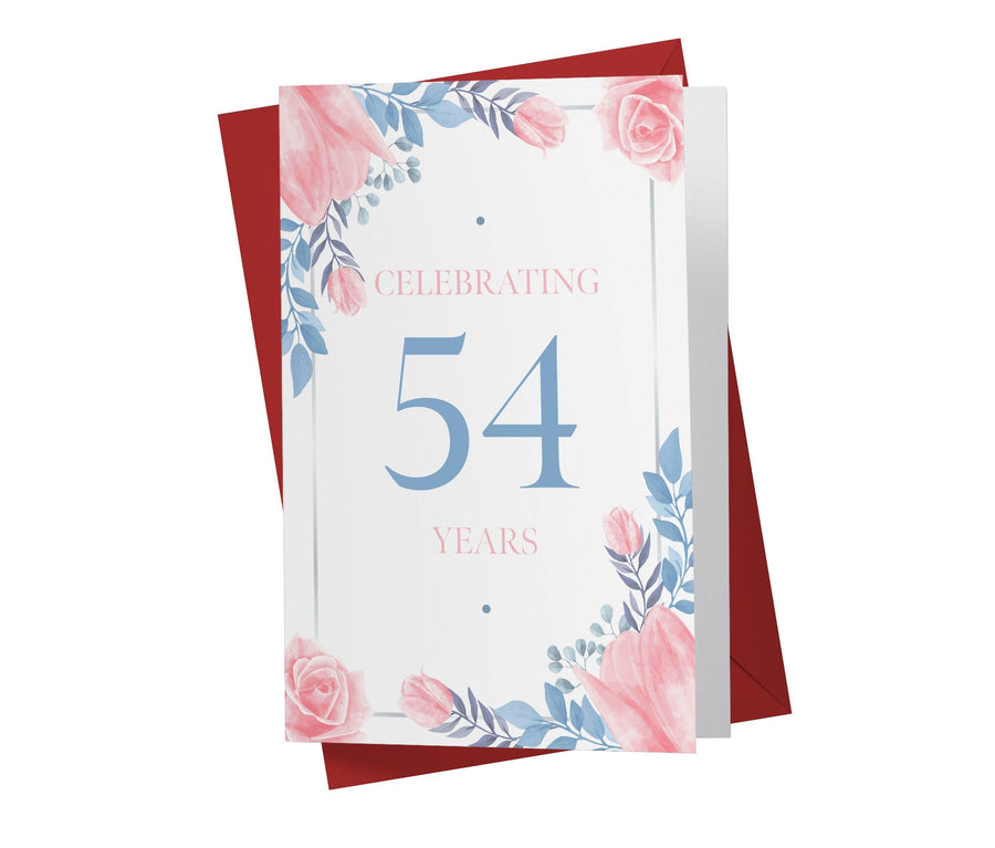 Blue and Pink Flowers | 54th Birthday Card - Kartoprint