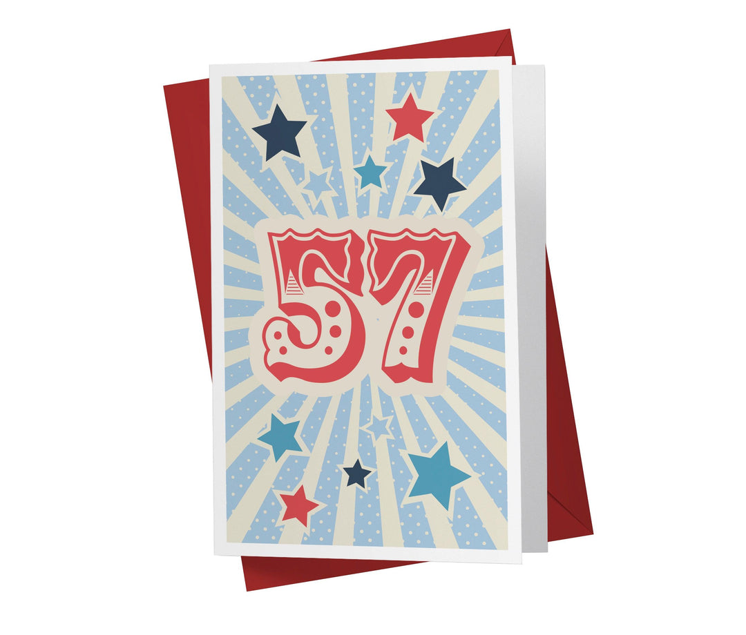 Retro Circus And Stars | 57th Birthday Card - Kartoprint