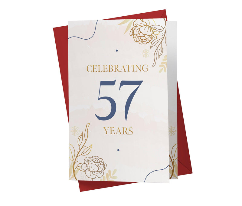 Golden Flowers | 57th Birthday Card - Kartoprint