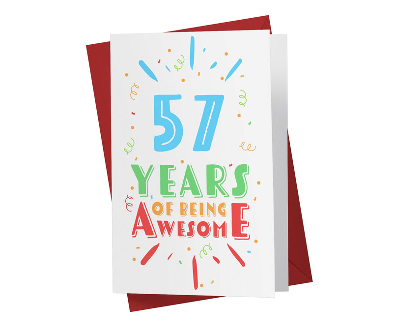 Of Being Awesome In Color | 57th Birthday Card - Kartoprint