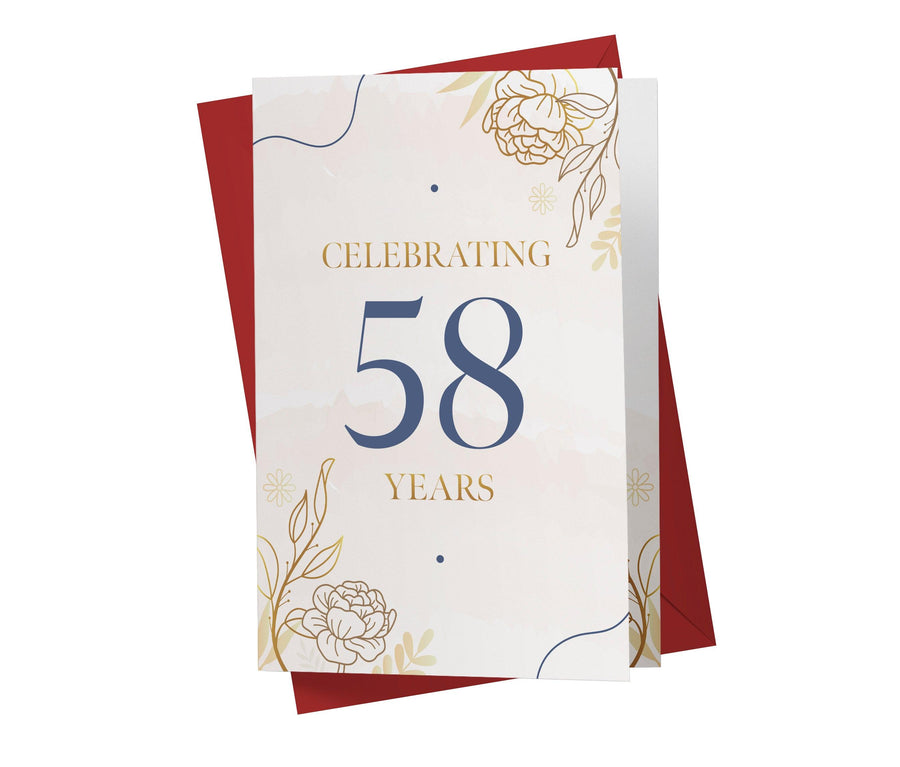 Golden Flowers | 58th Birthday Card - Kartoprint
