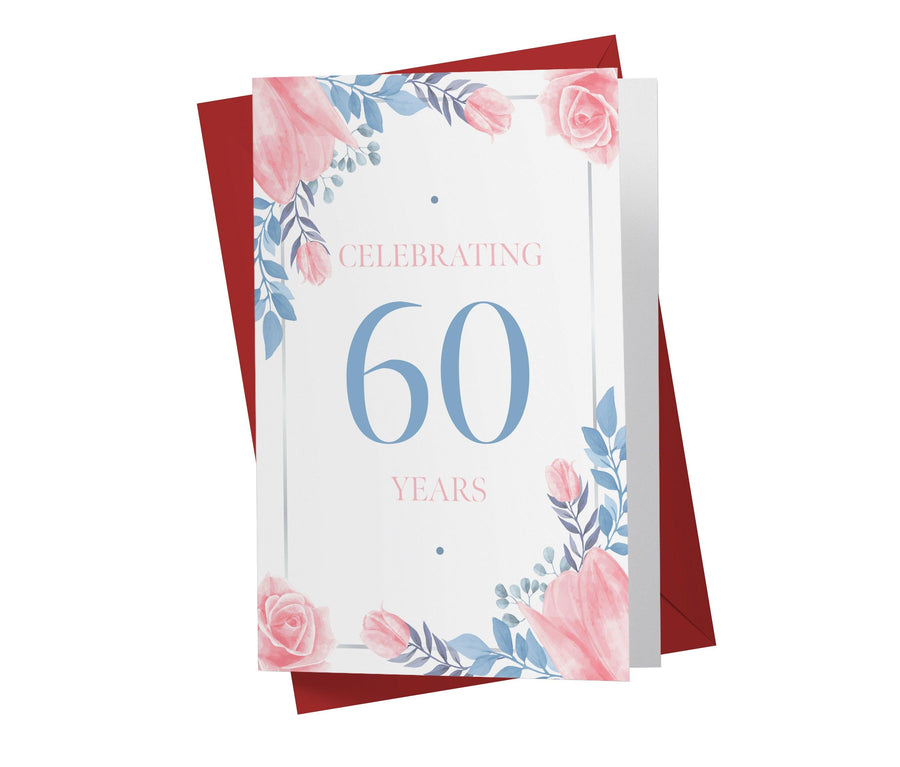 Blue and Pink Flowers | 60th Birthday Card - Kartoprint