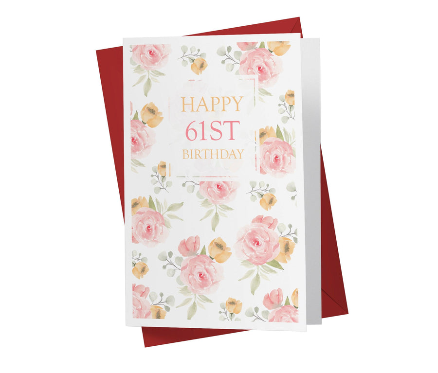 Pink Flower Bouquets | 61st Birthday Card - Kartoprint