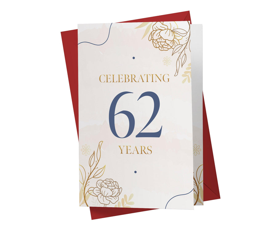Golden Flowers | 62nd Birthday Card - Kartoprint