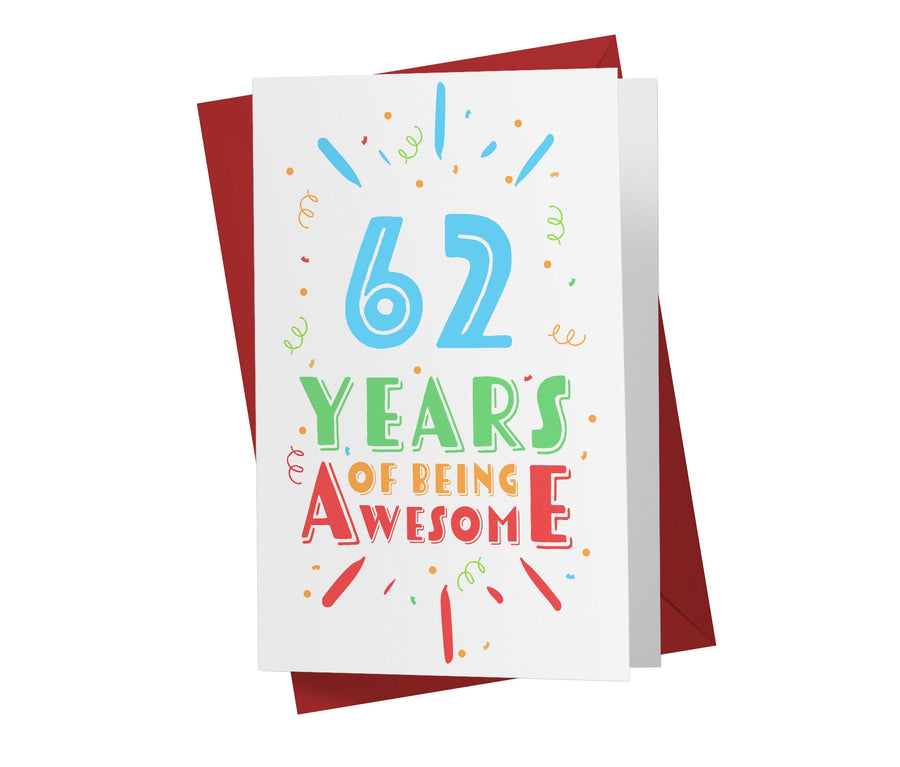 Of Being Awesome In Color | 62nd Birthday Card - Kartoprint