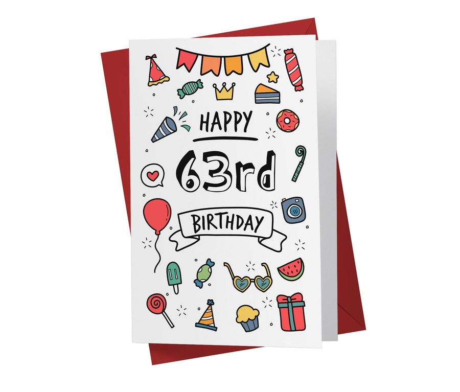 Party Doodles | 63rd Birthday Card - Kartoprint