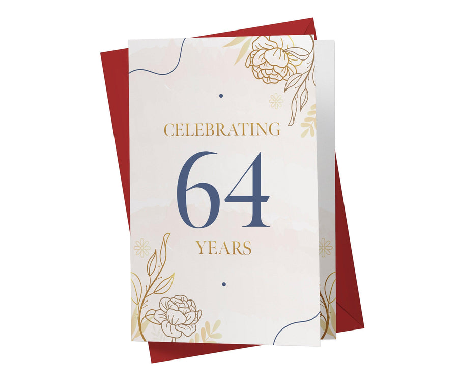 Golden Flowers | 64th Birthday Card - Kartoprint