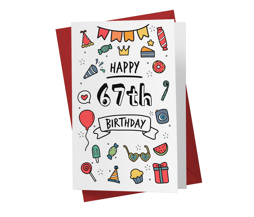 Party Doodles | 67th Birthday Card - Kartoprint