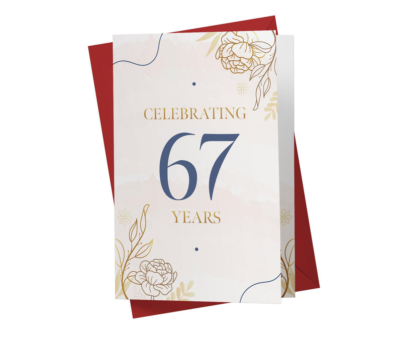 Golden Flowers | 67th Birthday Card - Kartoprint
