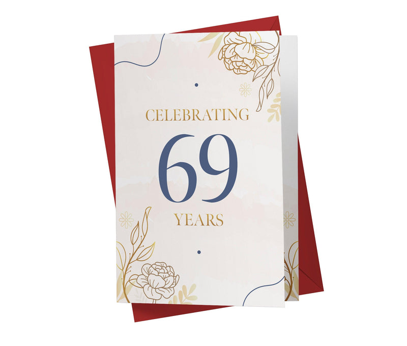Golden Flowers | 69th Birthday Card - Kartoprint