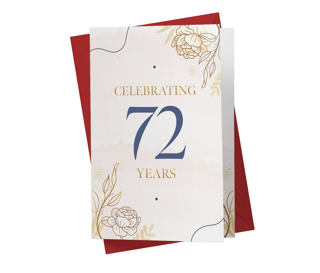 Golden Flowers | 72nd Birthday Card - Kartoprint