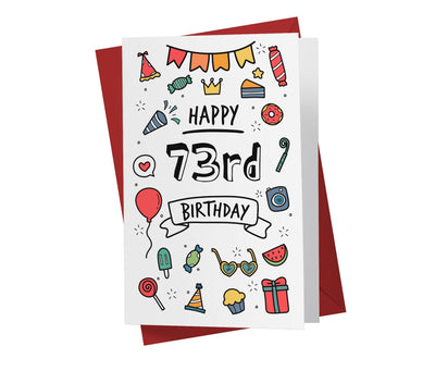 Party Doodles | 73rd Birthday Card - Kartoprint