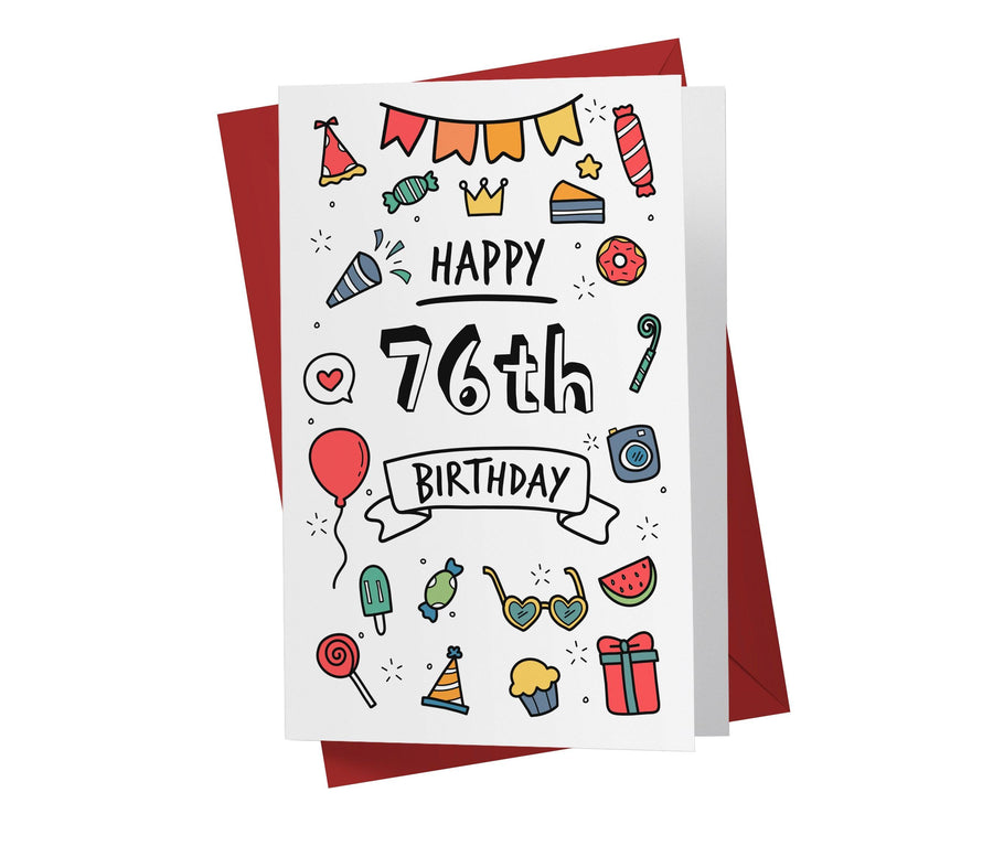 Party Doodles | 76th Birthday Card - Kartoprint