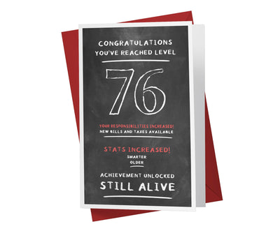 Congratulations, You've Reached Level | 76th Birthday Card - Kartoprint