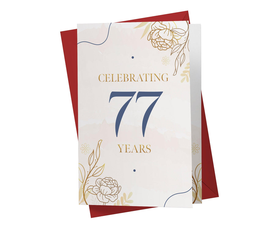 Golden Flowers | 77th Birthday Card - Kartoprint