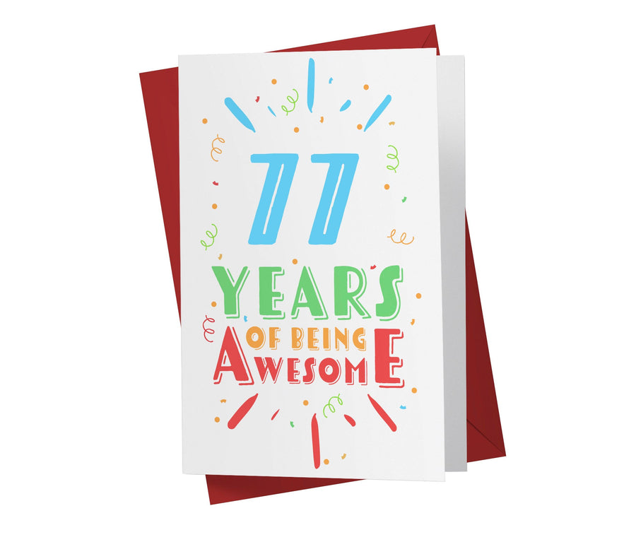 Of Being Awesome In Color | 77th Birthday Card - Kartoprint