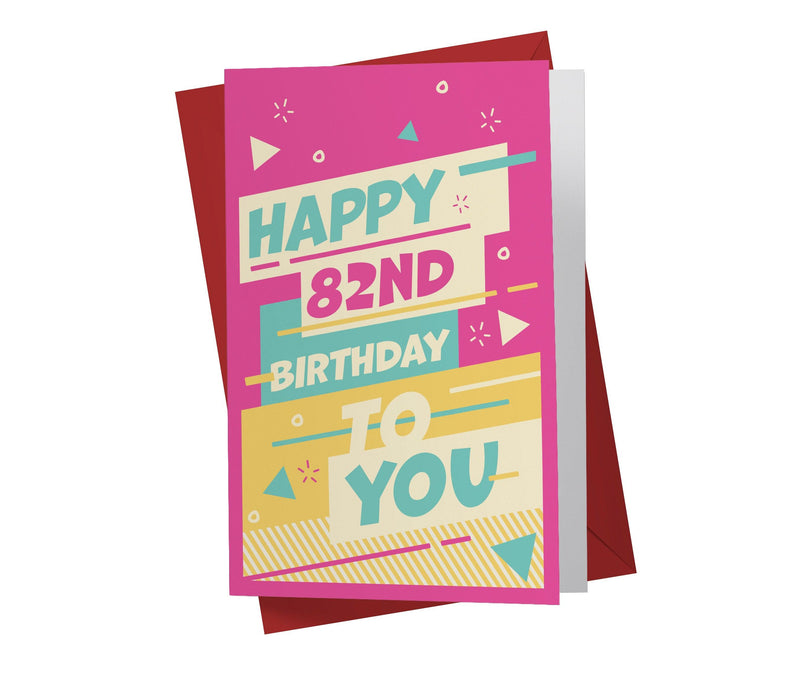 Funky Neon Colors | 82nd Birthday Card - Kartoprint