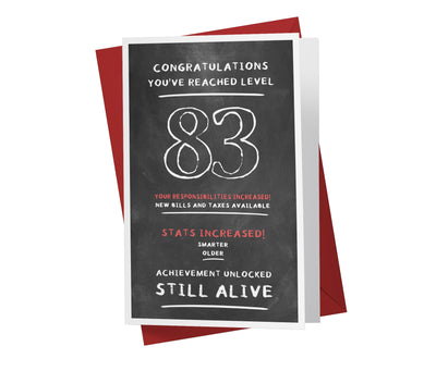 Congratulations, You've Reached Level | 83rd Birthday Card - Kartoprint