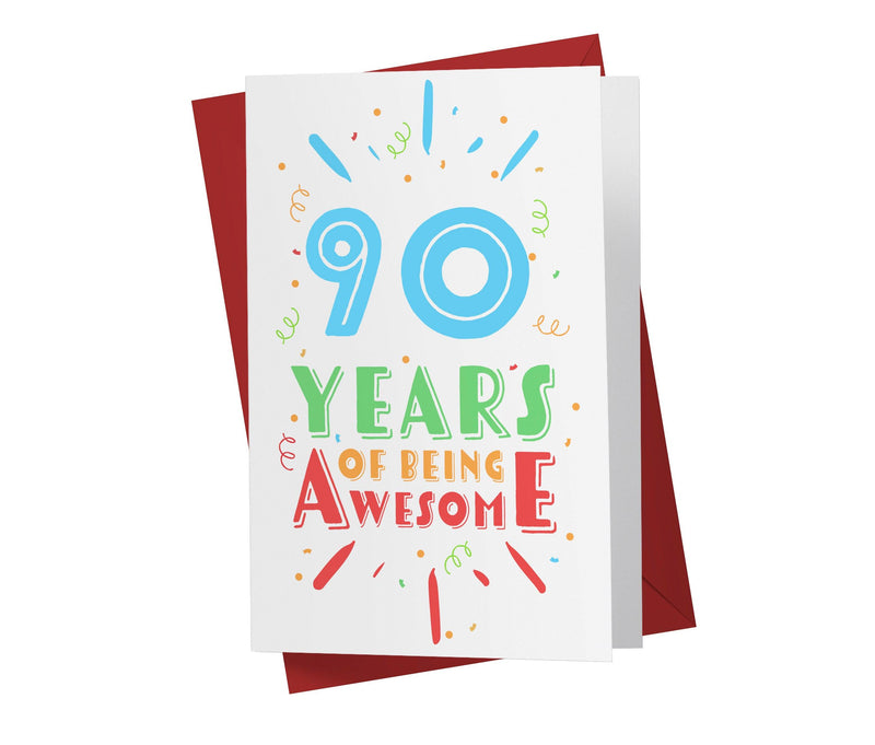Of Being Awesome In Color | 90th Birthday Card - Kartoprint