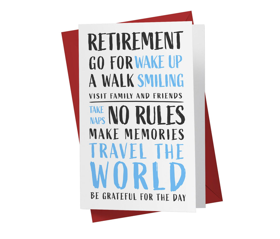Happy Retirement - No Rules, Travel The World, Read Books, Take Naps - Sweet Retirement Card - Kartoprint