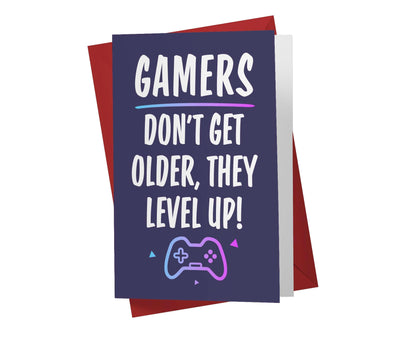 Gamers Don't Get Older, They Level Up! Purple - Funny Birthday Card - Kartoprint