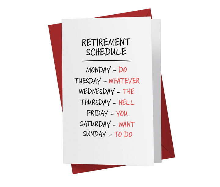 Retirement Schedule | Funny Retirement Card - Kartoprint