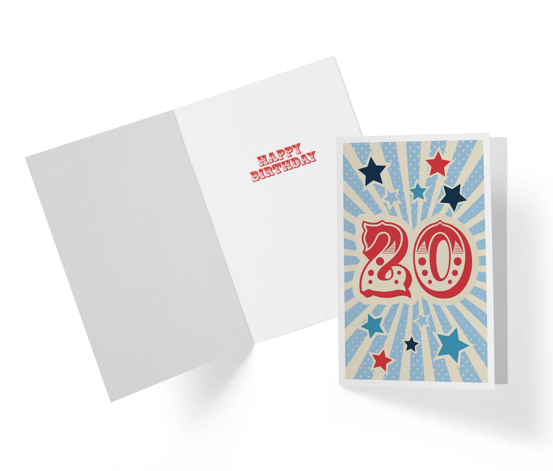 Retro Circus And Stars | 20th Birthday Card - Kartoprint