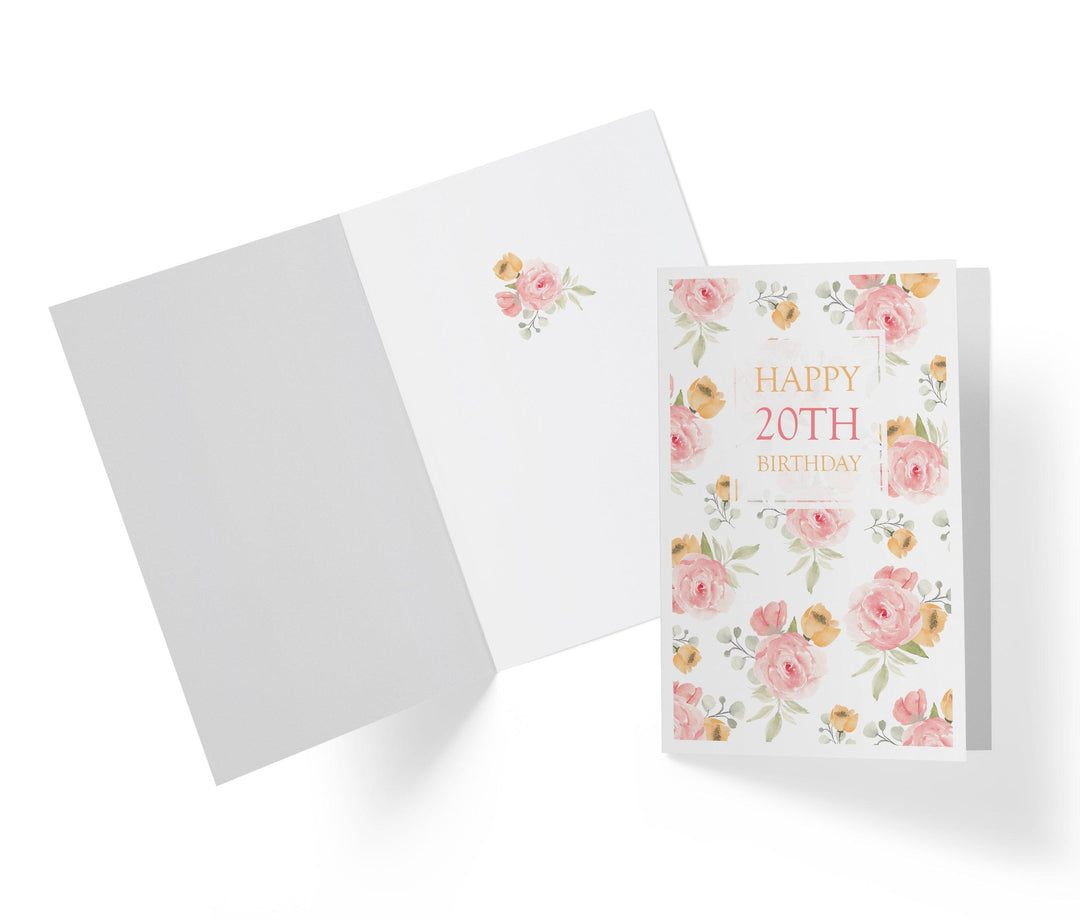 Pink Flower Bouquets | 20th Birthday Card - Kartoprint