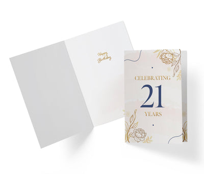 Golden Flowers | 21st Birthday Card - Kartoprint