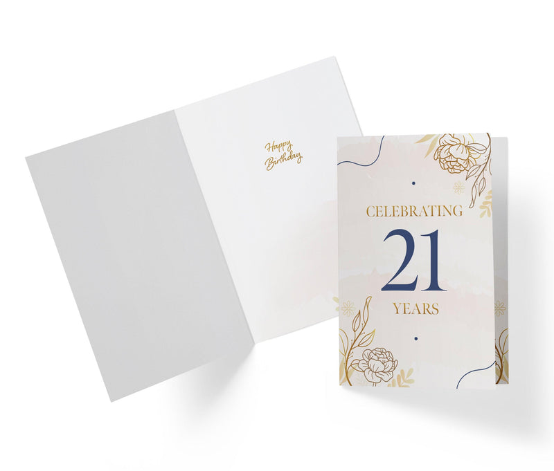 Golden Flowers | 21st Birthday Card - Kartoprint