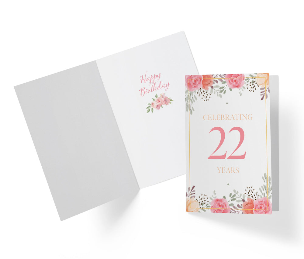 Pink Flowers | 22nd Birthday Card - Kartoprint