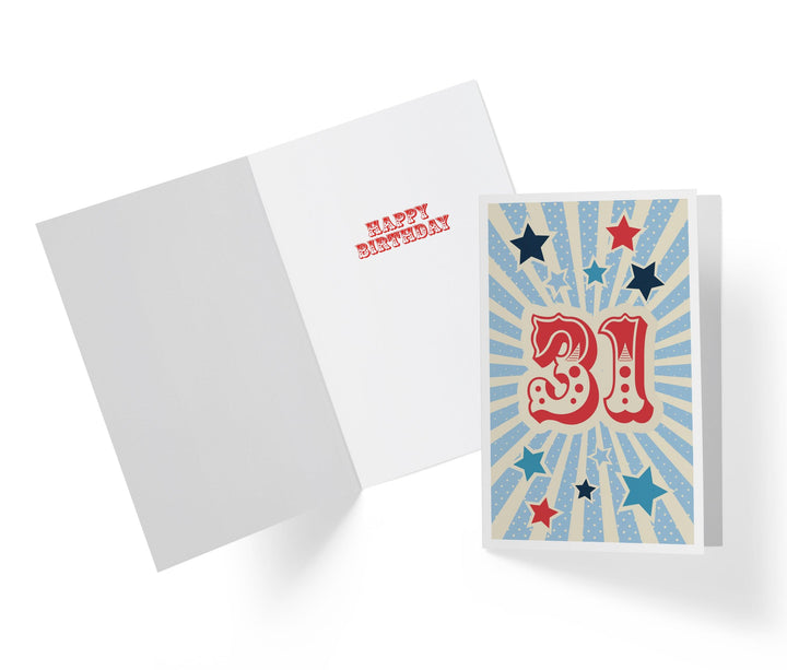 Retro Circus And Stars | 31st Birthday Card - Kartoprint