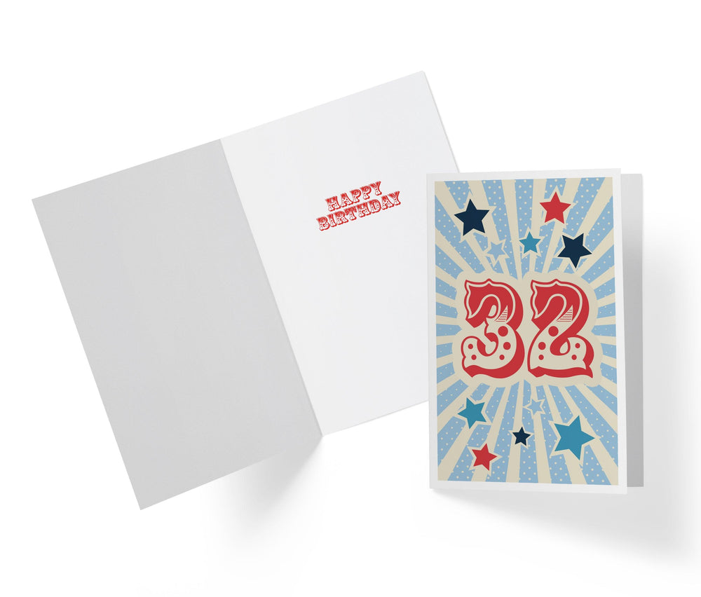 Retro Circus And Stars | 32nd Birthday Card - Kartoprint
