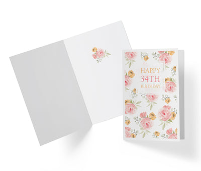 Pink Flower Bouquets | 34th Birthday Card - Kartoprint