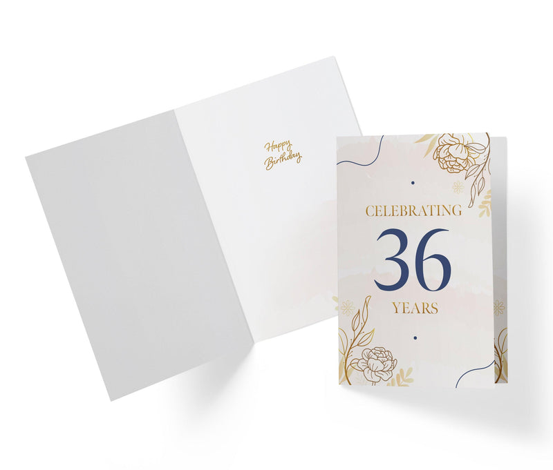Golden Flowers | 36th Birthday Card - Kartoprint