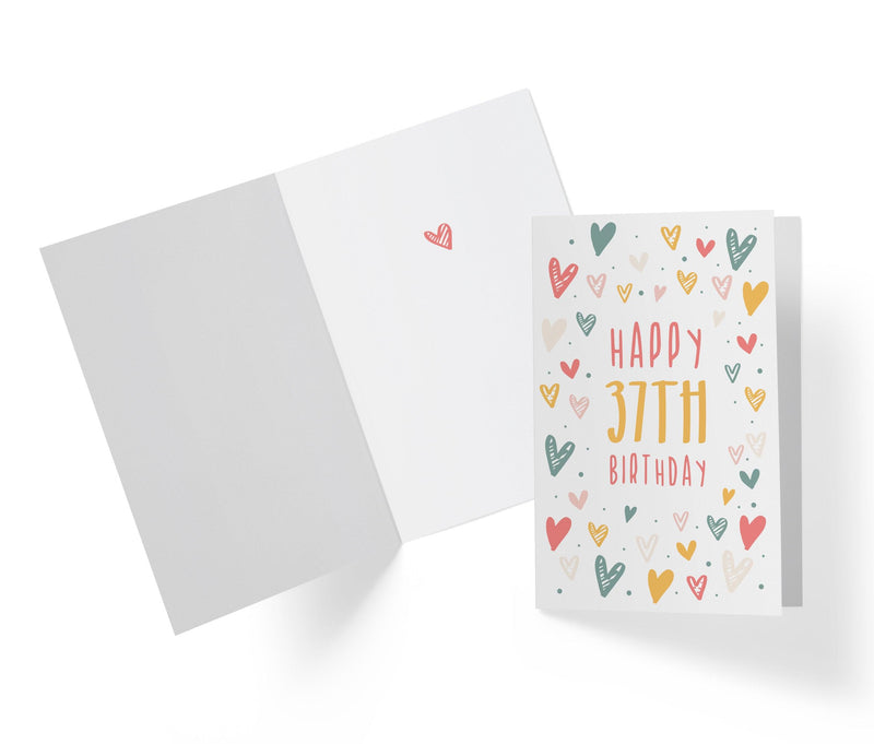 Cute Heart Doodles | 37th Birthday Card - Kartoprint