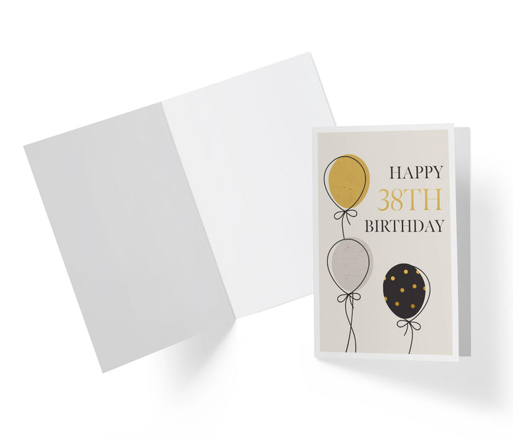 Gold, Silver, And Black Balloons | 38th Birthday Card - Kartoprint