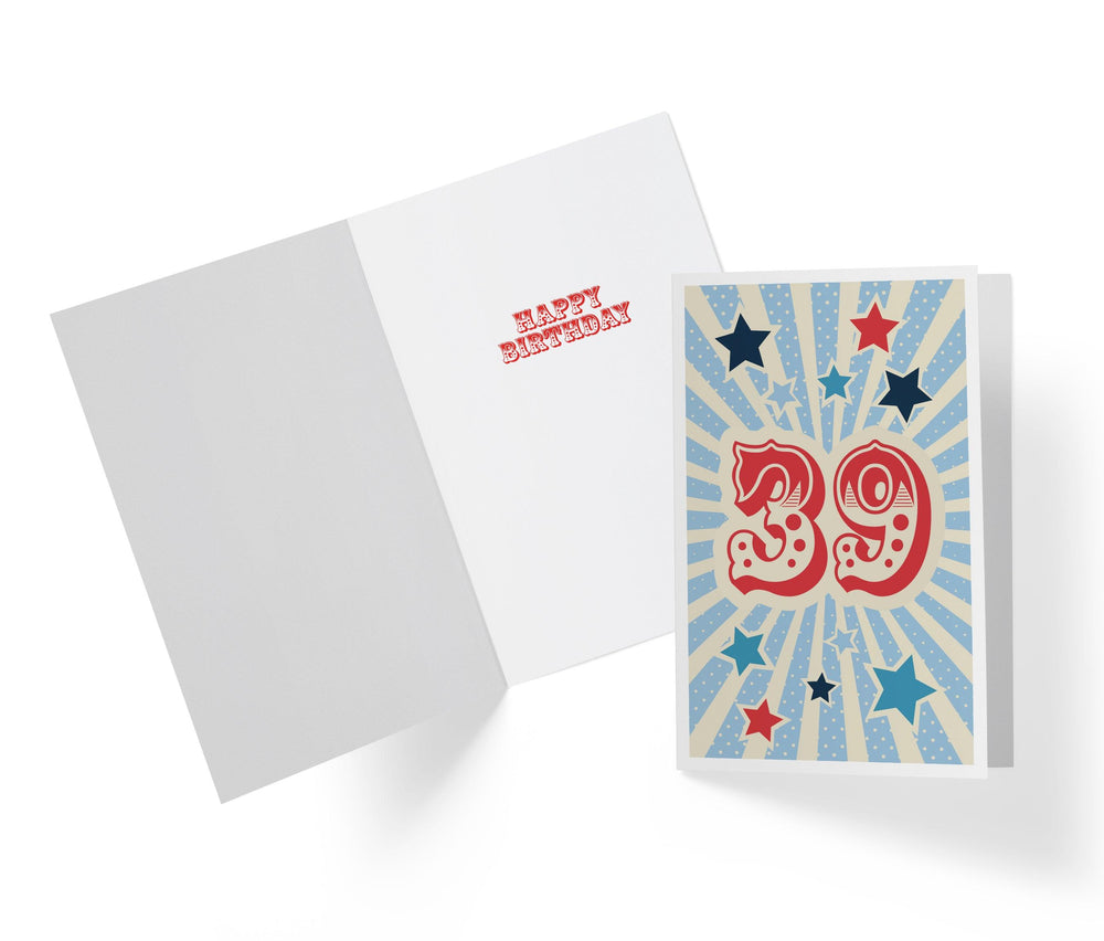 Retro Circus And Stars | 39th Birthday Card - Kartoprint