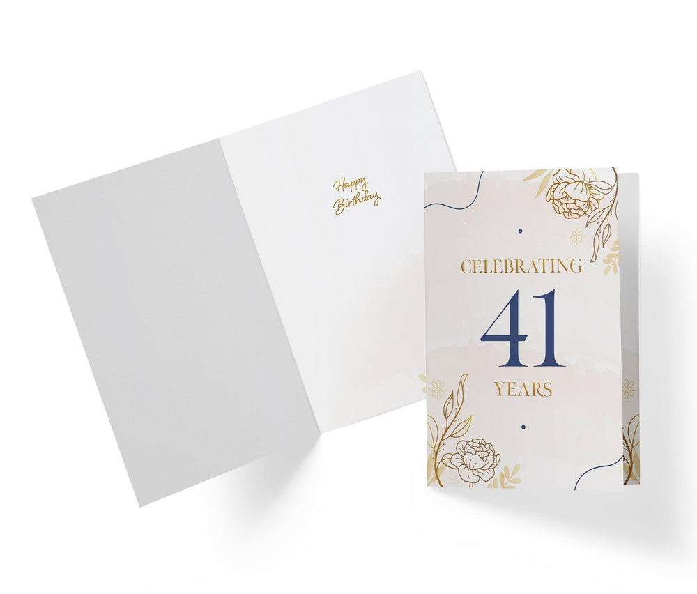 Golden Flowers | 41st Birthday Card - Kartoprint