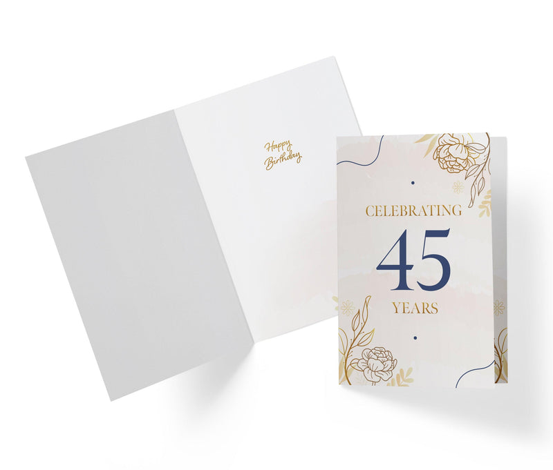 Golden Flowers | 45th Birthday Card - Kartoprint