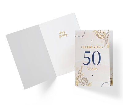 Golden Flowers | 50th Birthday Card - Kartoprint