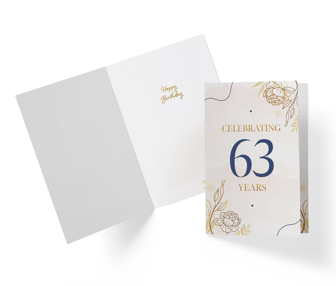 Golden Flowers | 63rd Birthday Card - Kartoprint