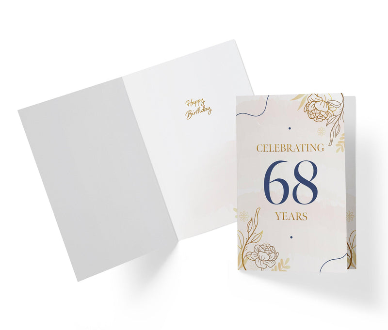 Golden Flowers | 68th Birthday Card - Kartoprint